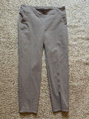 SOHO Houndstooth Plaid Pants Career Casual Stretch Pull On Trousers Classic L